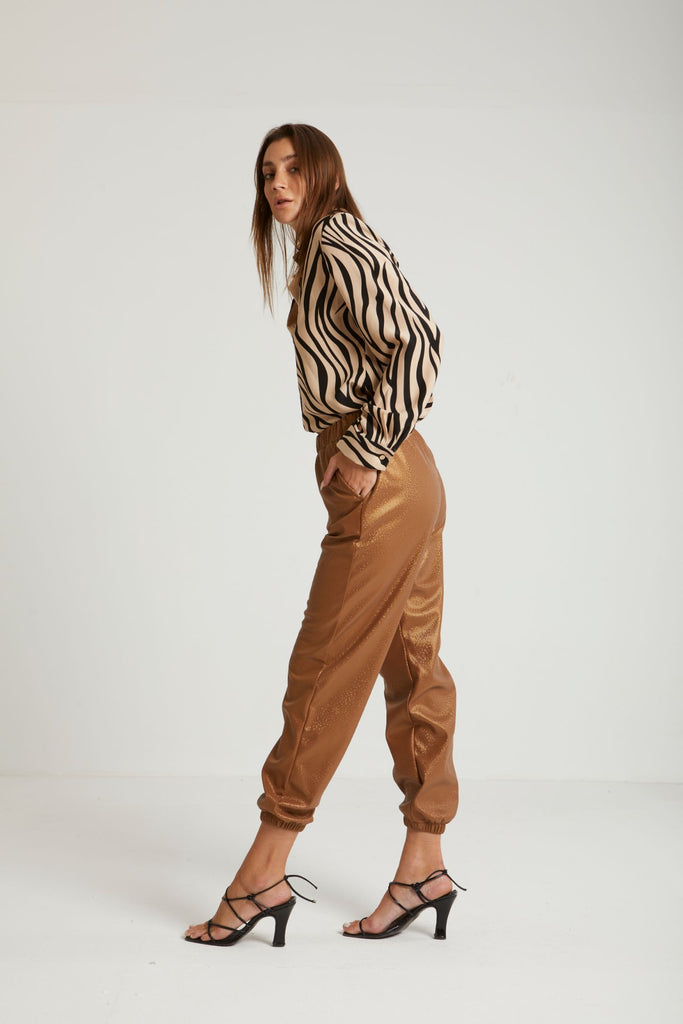 LEATHER CARGO PANTS - BROWN - Clothing - Opio Shop