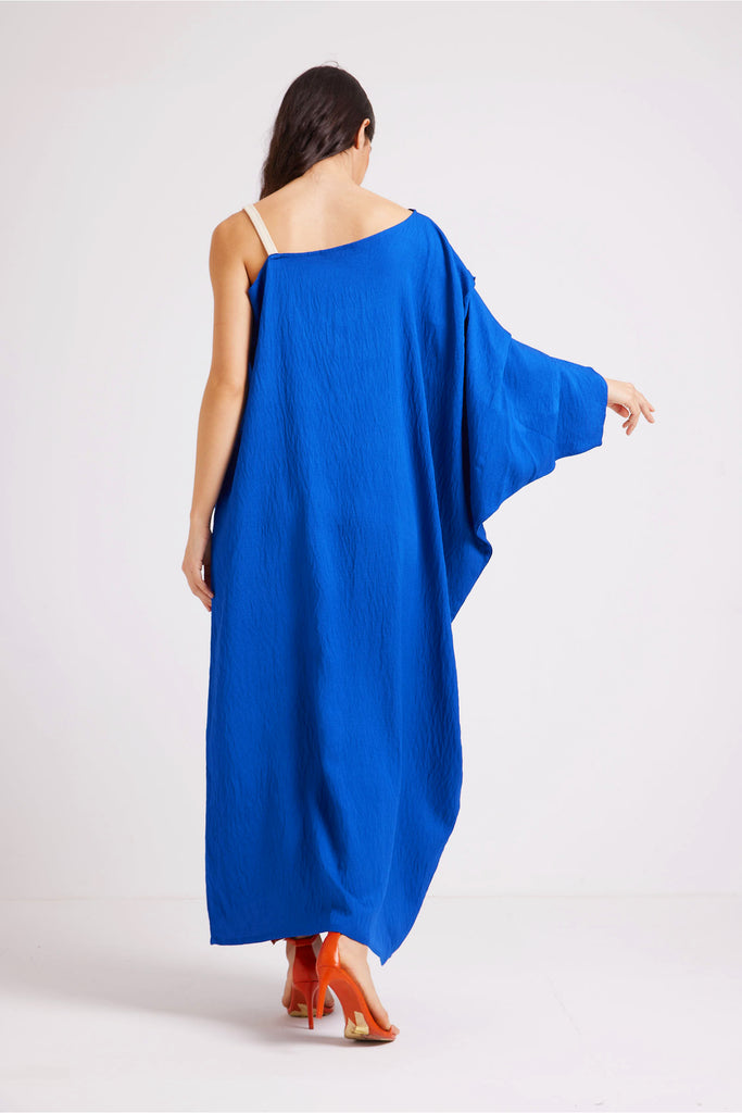 ONE SHOULDER KAFTAN DRESS - ROYAL BLUE - Clothing - Opio Shop