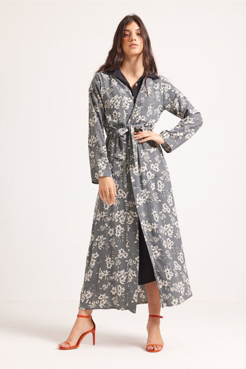 FLORAL BELTED KIMONO - Clothing - Opio Shop