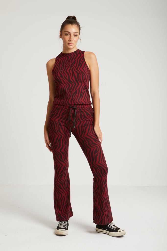 OUT AND ABOUT KNIT PANTS - BURGUNDY - Clothing - Opio Shop