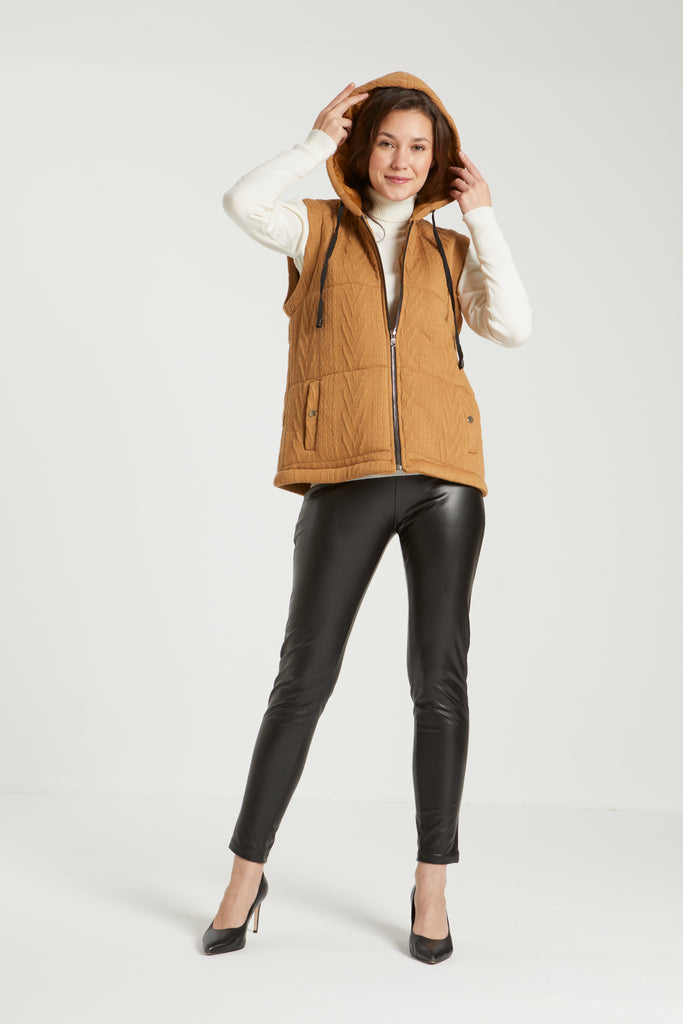 KNIT PUFFER VEST - BROWN - Clothing - Opio Shop