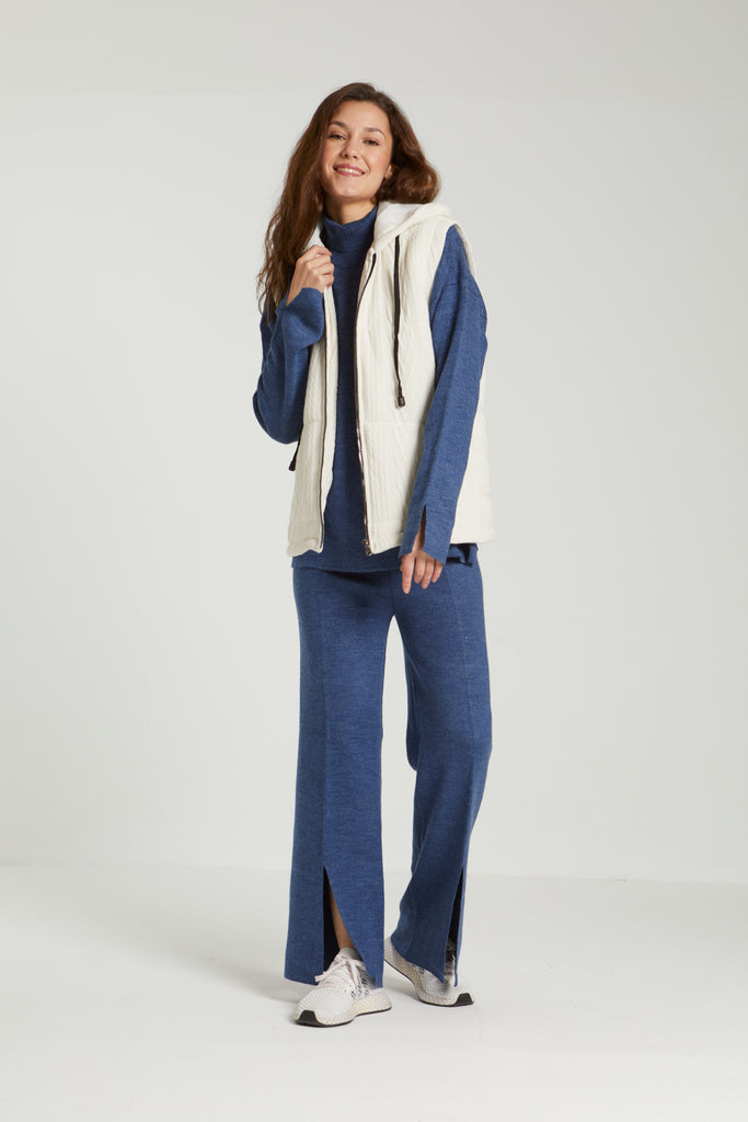 KNIT PUFFER VEST - IVORY - Clothing - Opio Shop