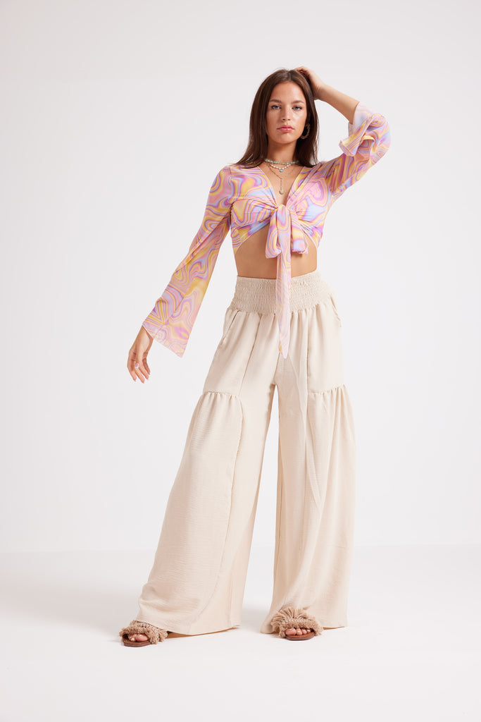 ABSTRACT TIE FRONT TOP - Clothing - Opio Shop