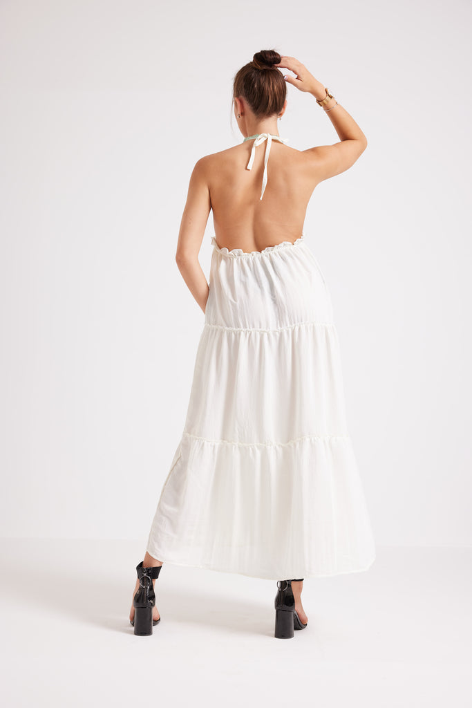 MAXI HALTER DRESS - WHITE - Clothing - Opio Shop
